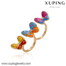 14489 Atacado senhoras bonitas jóias borboleta em forma de cor diferente círculo duplo anel de dedo estilo
